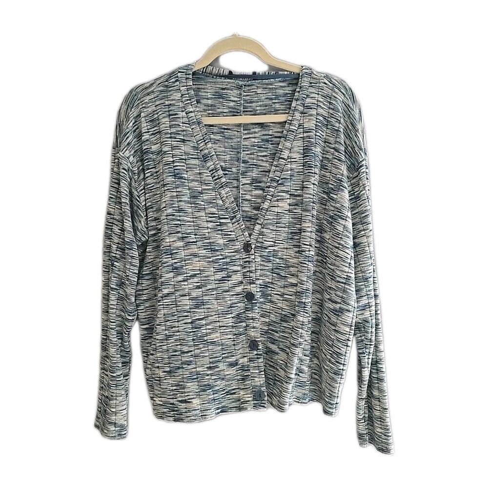 Lane Bryant Blue Space Dye V-Neck Button Front‎ Cardigan Sweater Womans Sz 14/16
